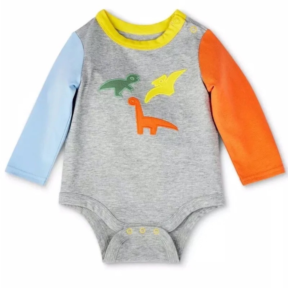 NB Baby Boys’ Christian Robinson x Target Dino Embroidered Color Block Bodysuit